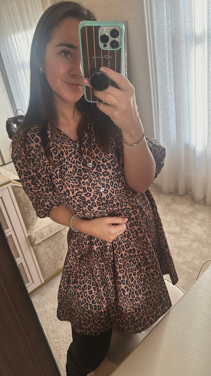 Leopard Print Carrie Dress Brown