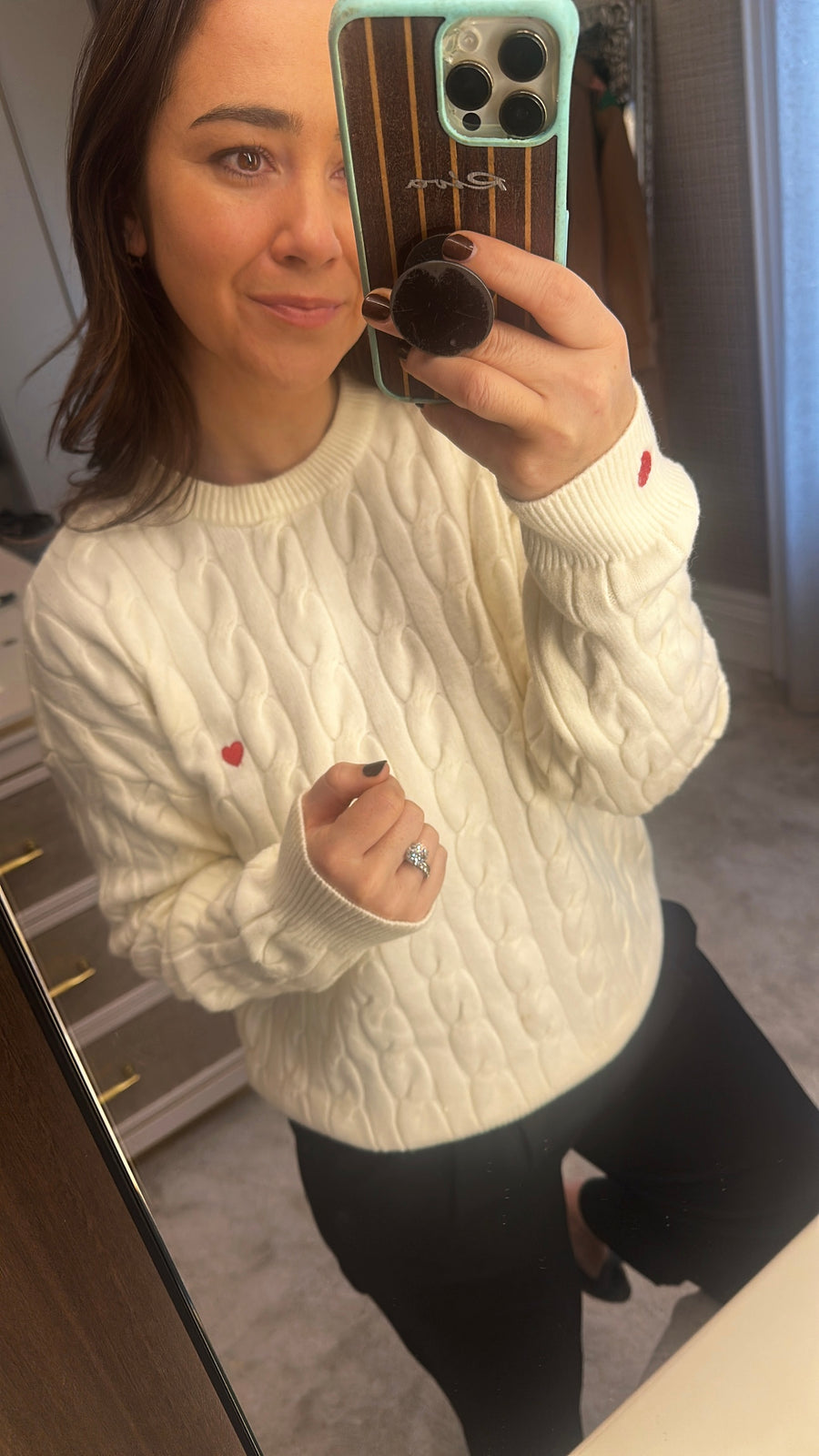 Heart embroidery jumper