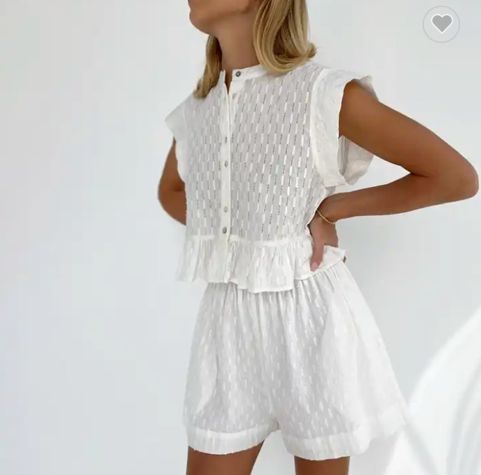 Kady ruffle top and shorts two piece set