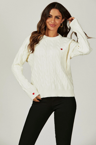 Heart embroidery jumper