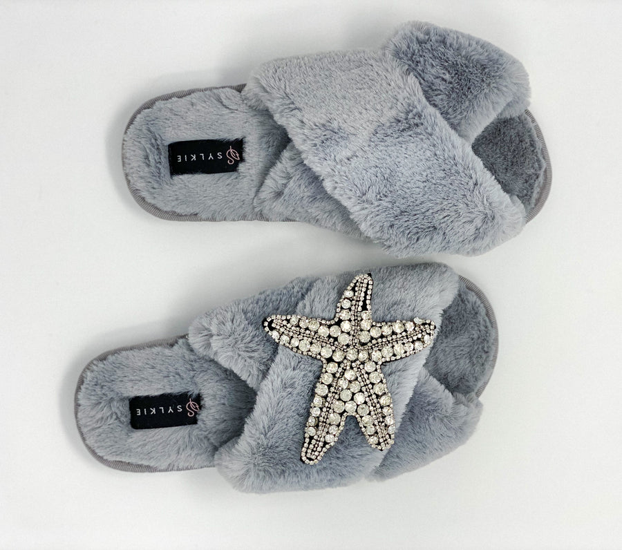 Silver Starfish Cross Slipper Grey