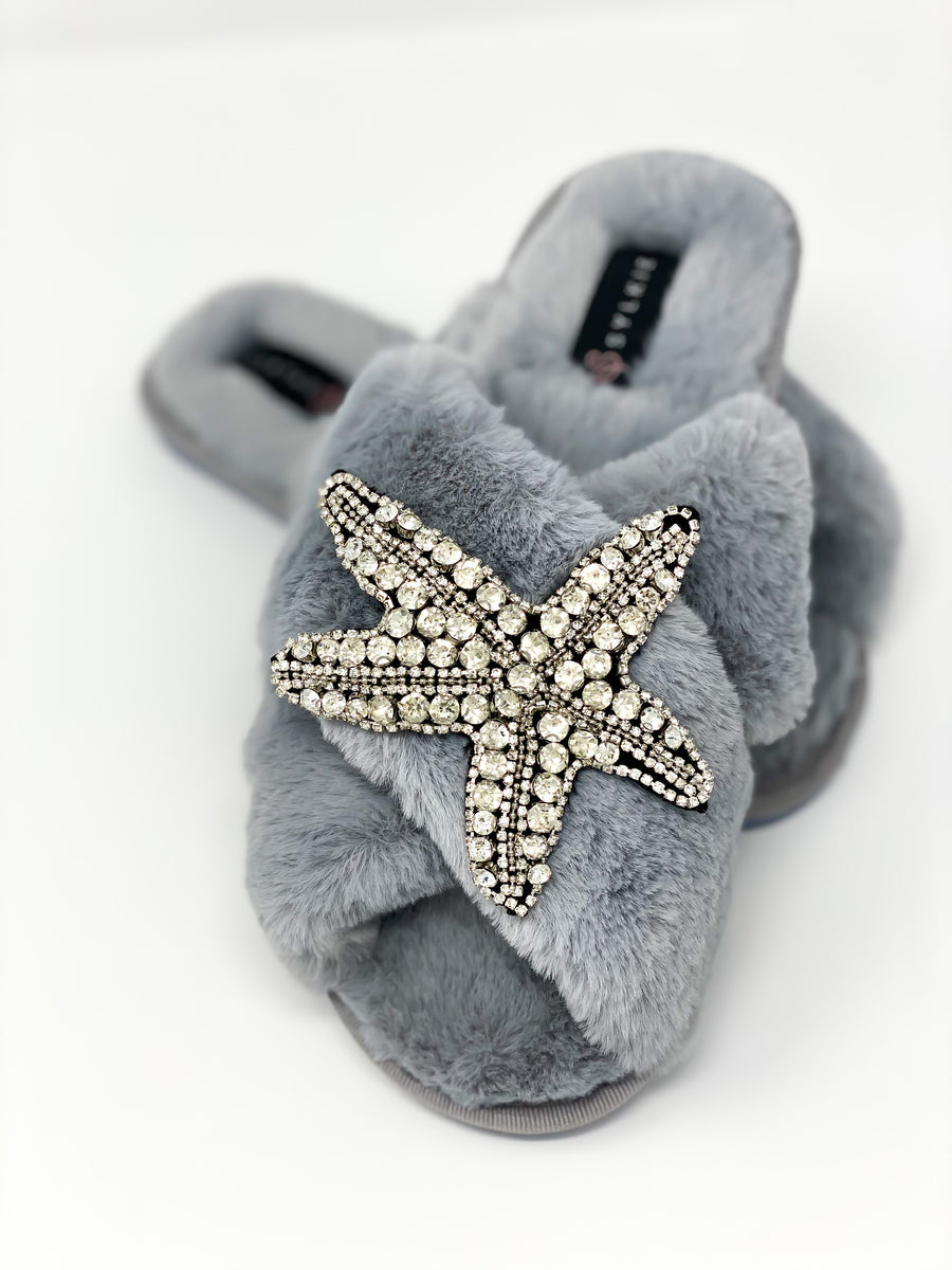 Silver Starfish Cross Slipper Grey