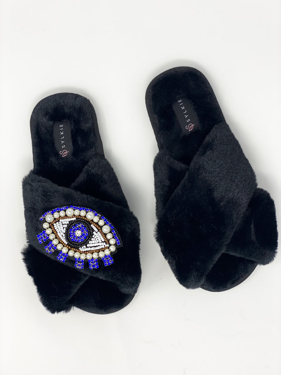 The Vivienne on Black Cross Slipper