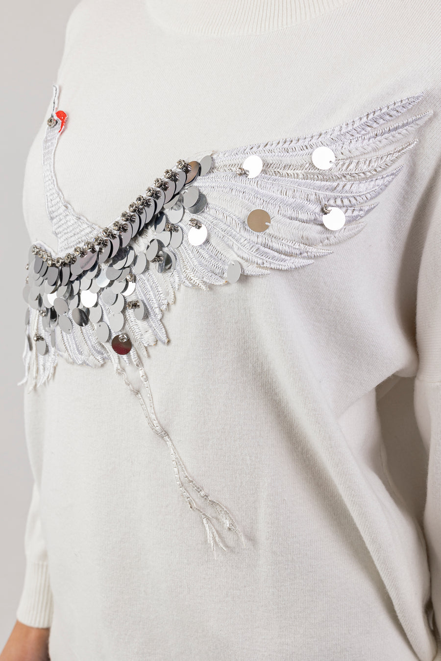 Embellished stork jumper