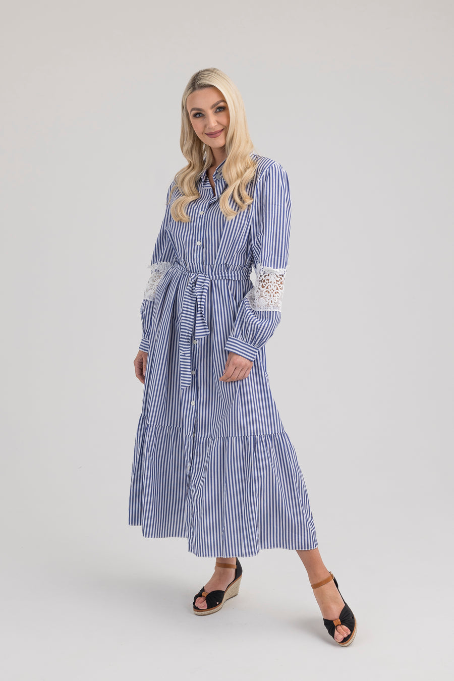 Molly Stripe And Lace Dress