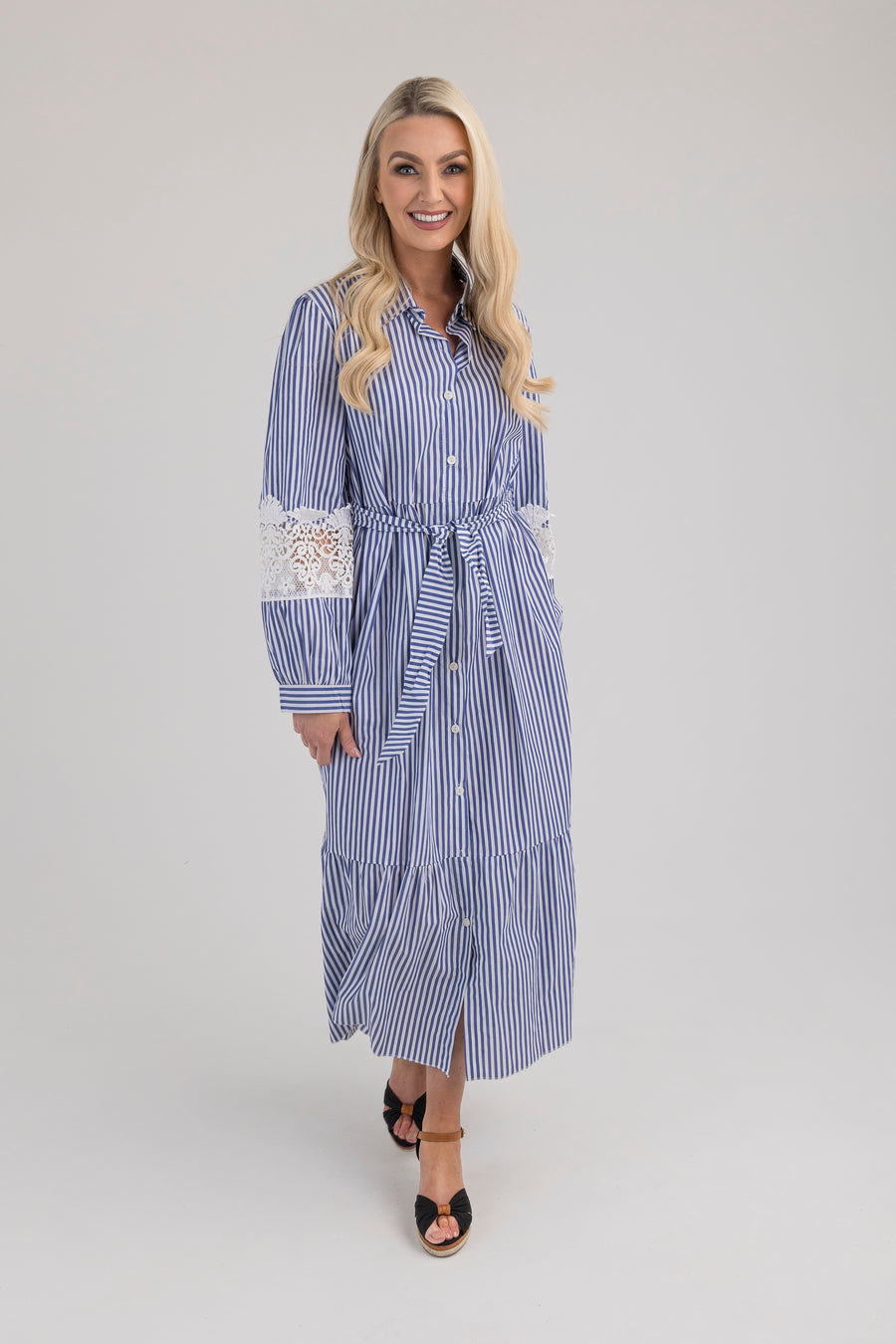 Molly Stripe And Lace Dress