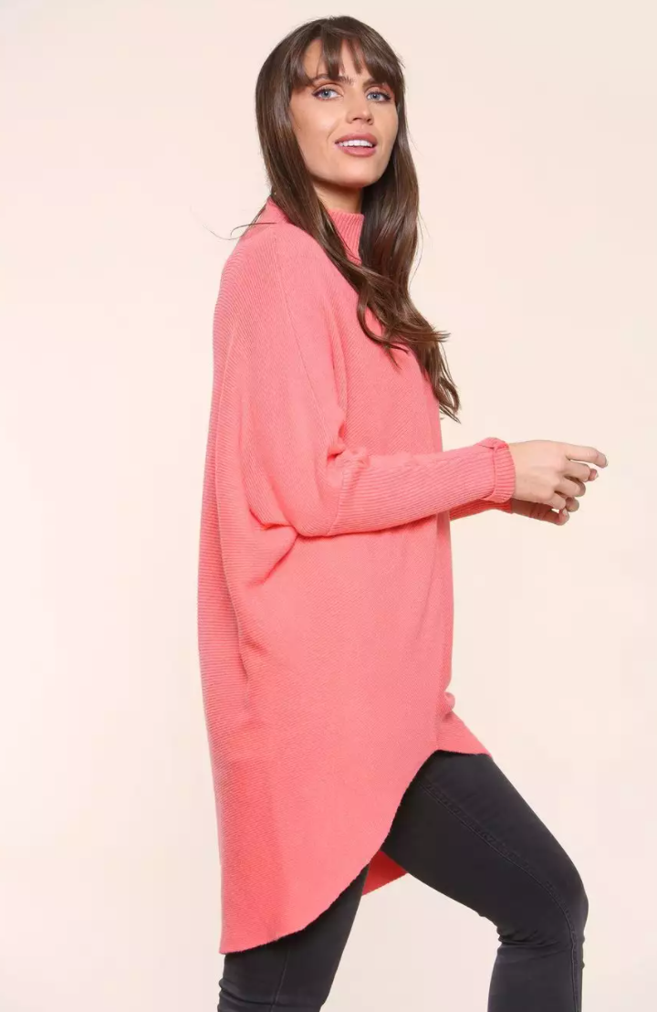 Coral High Neck Plain Jumper