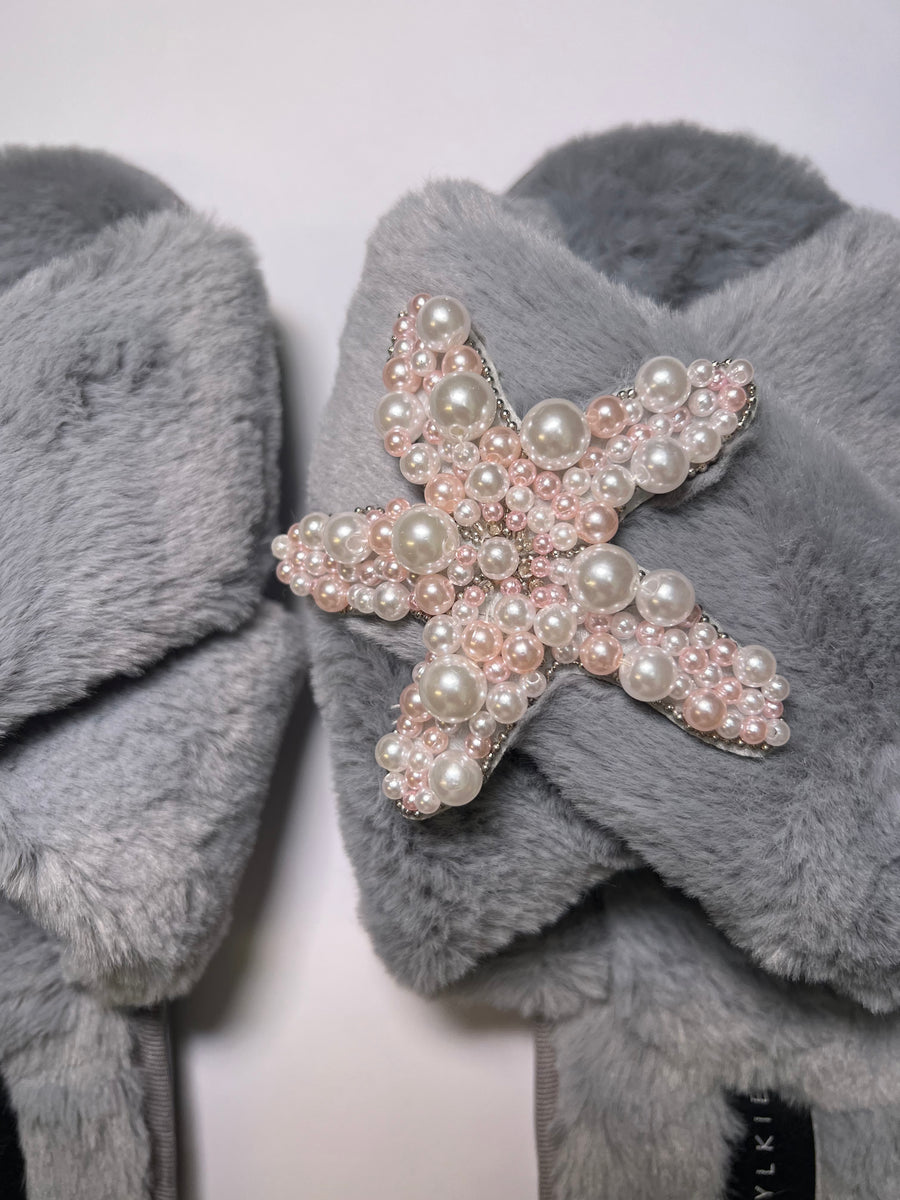 Pearl Starfish Cross Slipper Grey