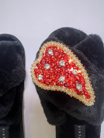 Heart Cross Slipper Black